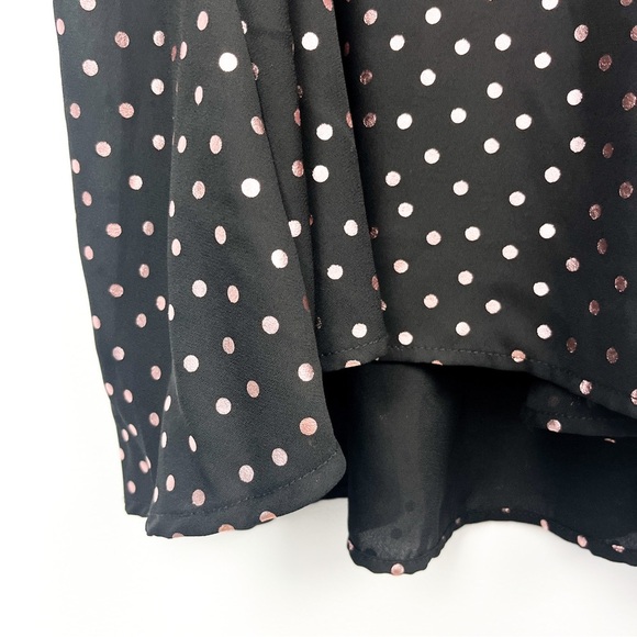 Ricki’s Black Sleeveless Blouse with Rose Gold Pink Polka Dots & High Neck - Picture 5 of 9